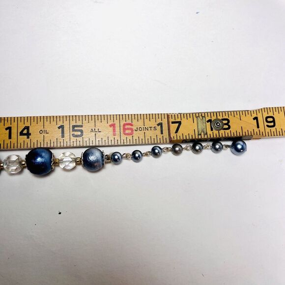Vintage‎ Single Strand Choker Necklace Japan Blue Bead Aurora Borealis 18" - Picture 7 of 7